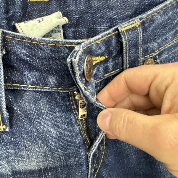 True Religion Joey Dark Hollow First Edition Destroyed Woman 27X32 Bootcut Flare - Picture 5 of 11